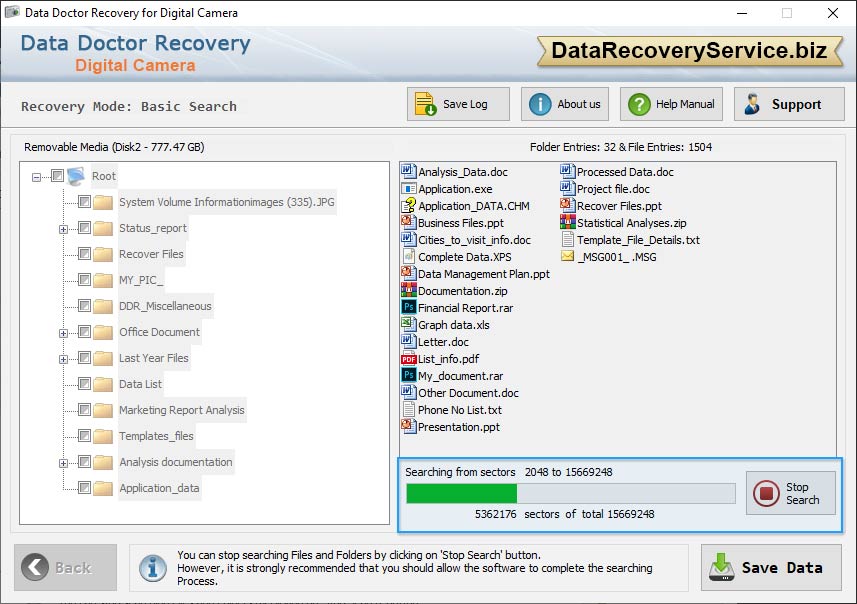 Data recovery process is in progress