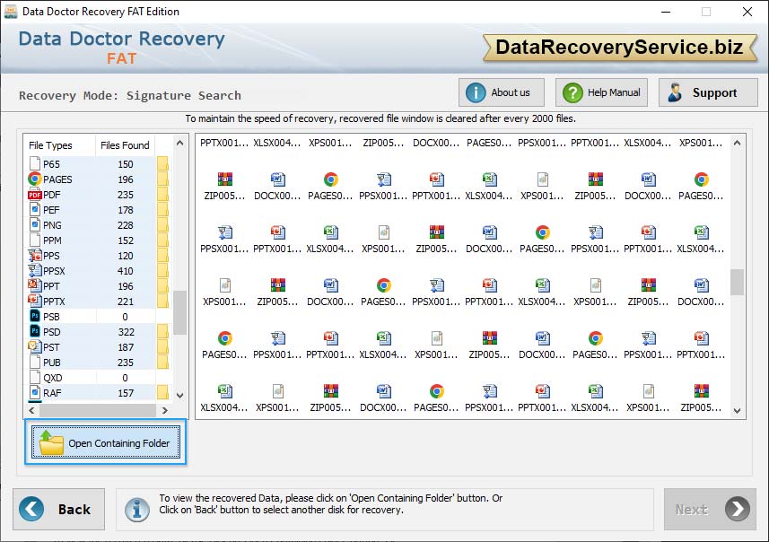 View recovered data