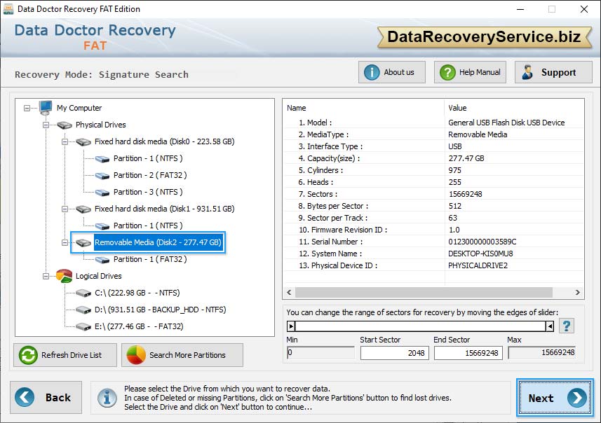 Select partition