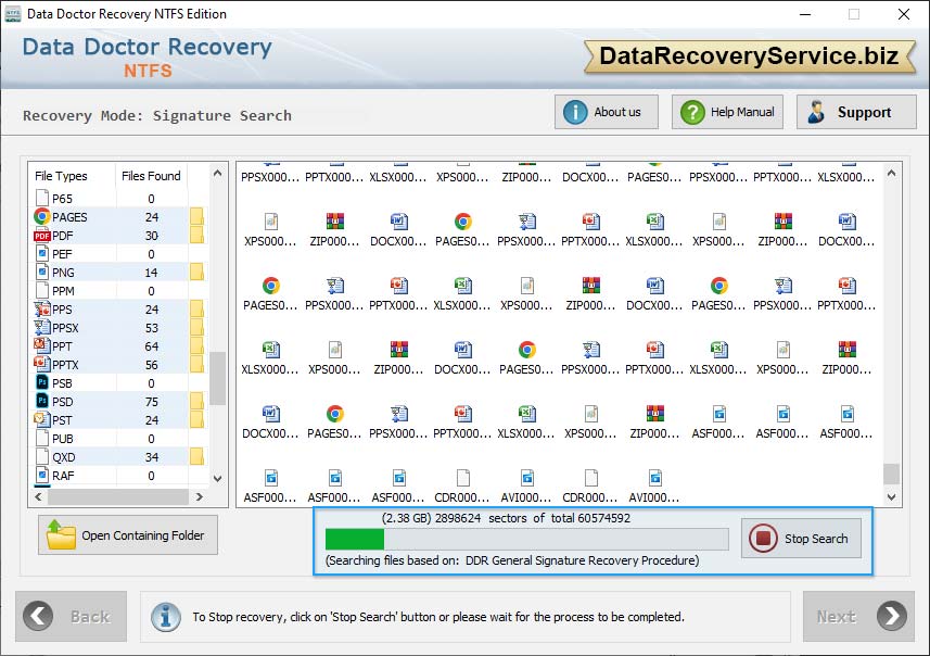 Files searching process is going on