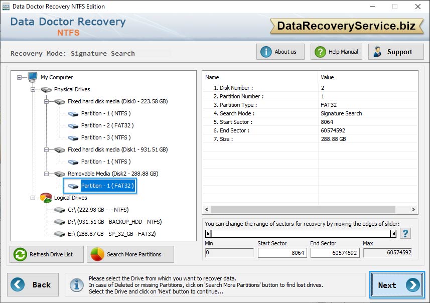 Select partition