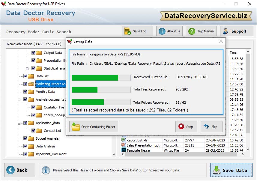 Save recovered data