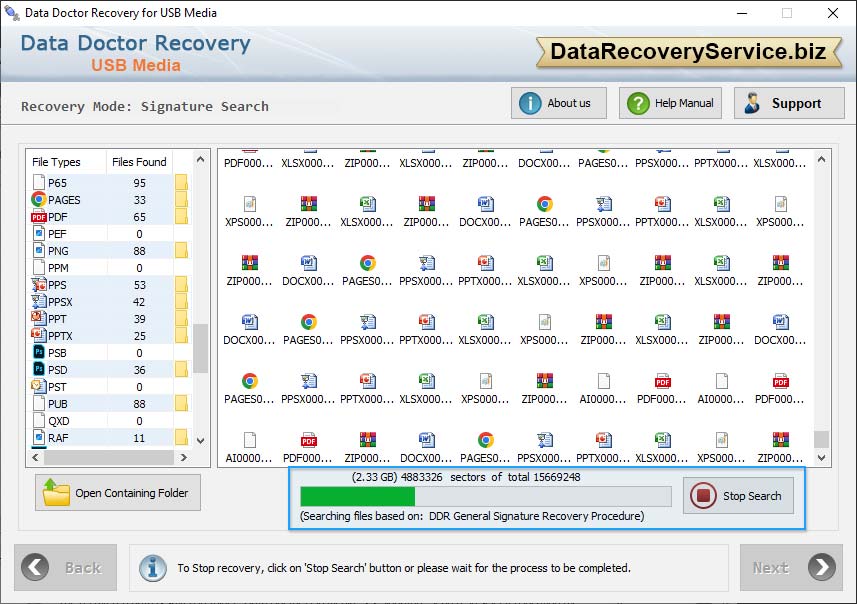 Files searching process is in progress